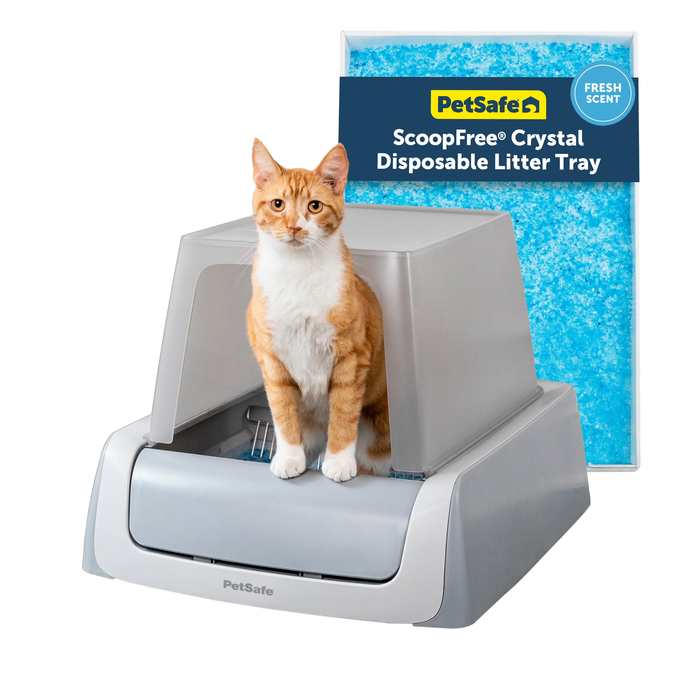 Photo 1 of **PARTIAL SET/ MISSING PIECES** PetSafe Legacy ScoopFree Crystal Pro Self-Cleaning Automatic Cat Litter Box - Front-Entry Motion-Sensing Cat Box with Integrated Health Counter - Includes 1 Disposable Crystal Litter Tray