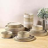 AmorArc Ceramic Dinnerware Sets, Handmade Reactive Glaze Stoneware Plates and Bowls Sets,Highly Chip and Crack Resistant | Dishwasher & Microwave Safe Dishes Set, Service for 8 (24pc)