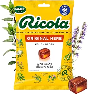 Ricola Original Herb Cough Drops, 45 Count, Cough Suppressant & Throat Relieving Drops with Naturally Sourced Menthol, Pleasi