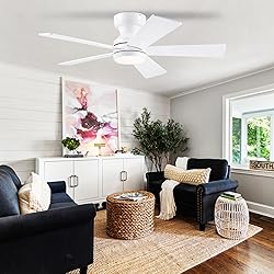BYKISTOK 46" Flush Mount Ceiling Fan with Lights