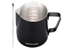 Apexstone Coffee Steaming Pitcher 12 oz/350 ml, Espresso Milk Frothing Pitcher 12 oz, Espresso Steaming Pitcher 12 oz, Art Pen INCLUDED