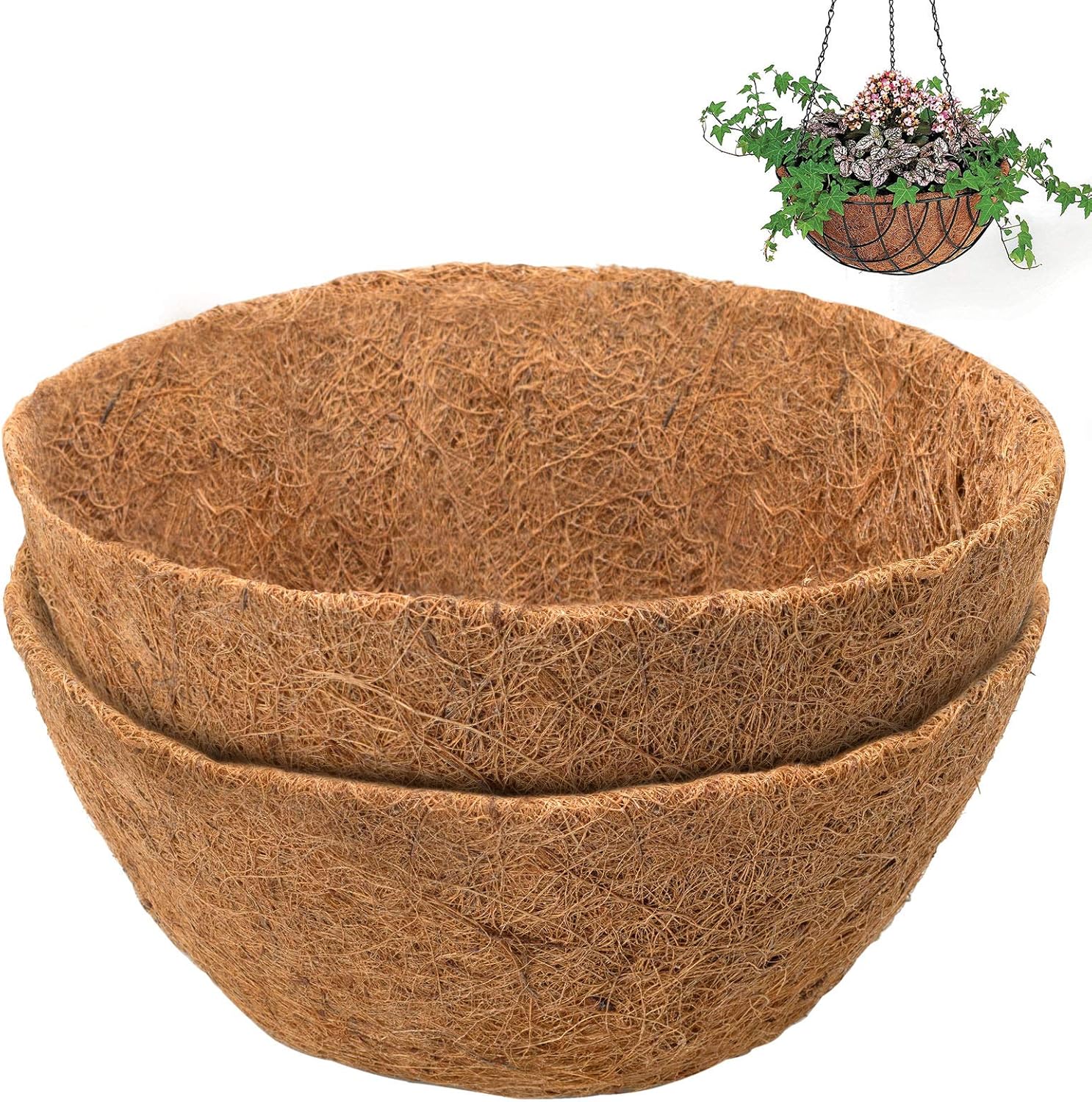 COSYLAND 2PCS 14 inch Round Coco Liners for Hanging Basket