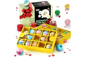 LAGUNAMOON Bath Bombs - 25 Extra Large Pcs + 3 Bubble Bars & Dried Flowers - Bubble Bath Shower Salts for Women, Men & Kids - Relaxing Bathbombs Gift Set Bath Essentials Shower Steamers