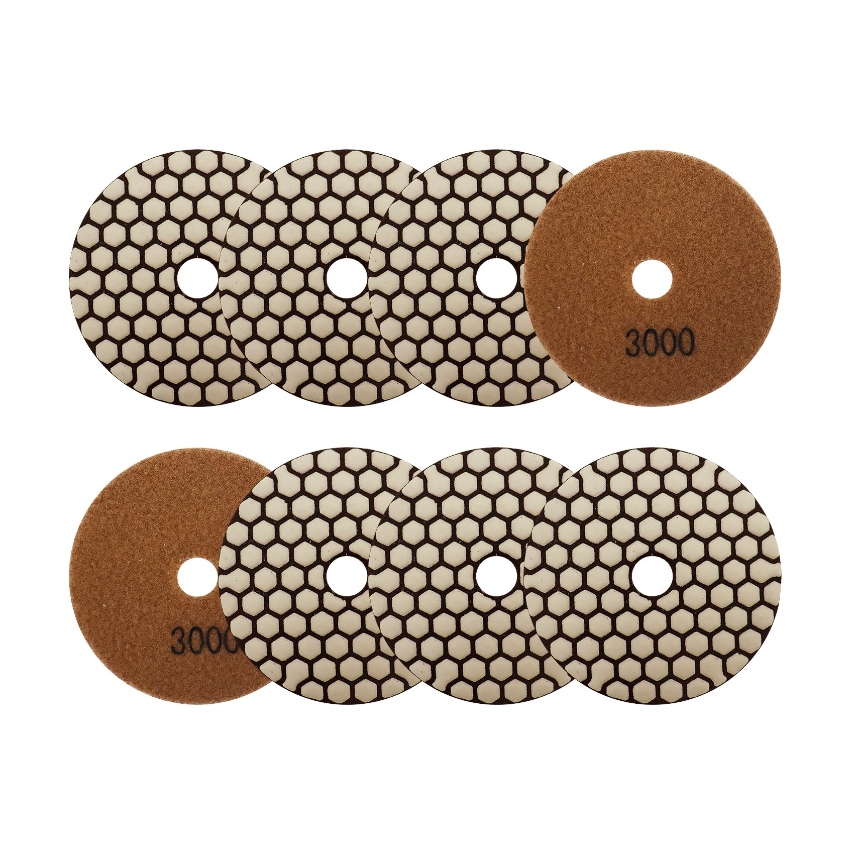 Dry Diamond Polishing Pads 4"/100mm - 8pcs Grit 3000 Polish Pad Kit for Granite Marble Artificial Stone Quartz for Angle Grinder SANLEETEK