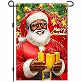 BlissYard Christmas Santa Claus Garden Flag 12x18 Inch Holiday Gift Box Yard Banner Double Sided Outdoor Decoration Festive Welcome Flag for Porch Patio Lawn Seasonal Xmas Décor