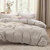 Bedsure Duvet Cover Queen Size - 3 Pieces Prewashed Extra Soft Bedding Set, Includes 1 Duvet Cover 90x90 Inches with Zipper Closure & 2 Pillow Shams, Linen, Comforter Not Included