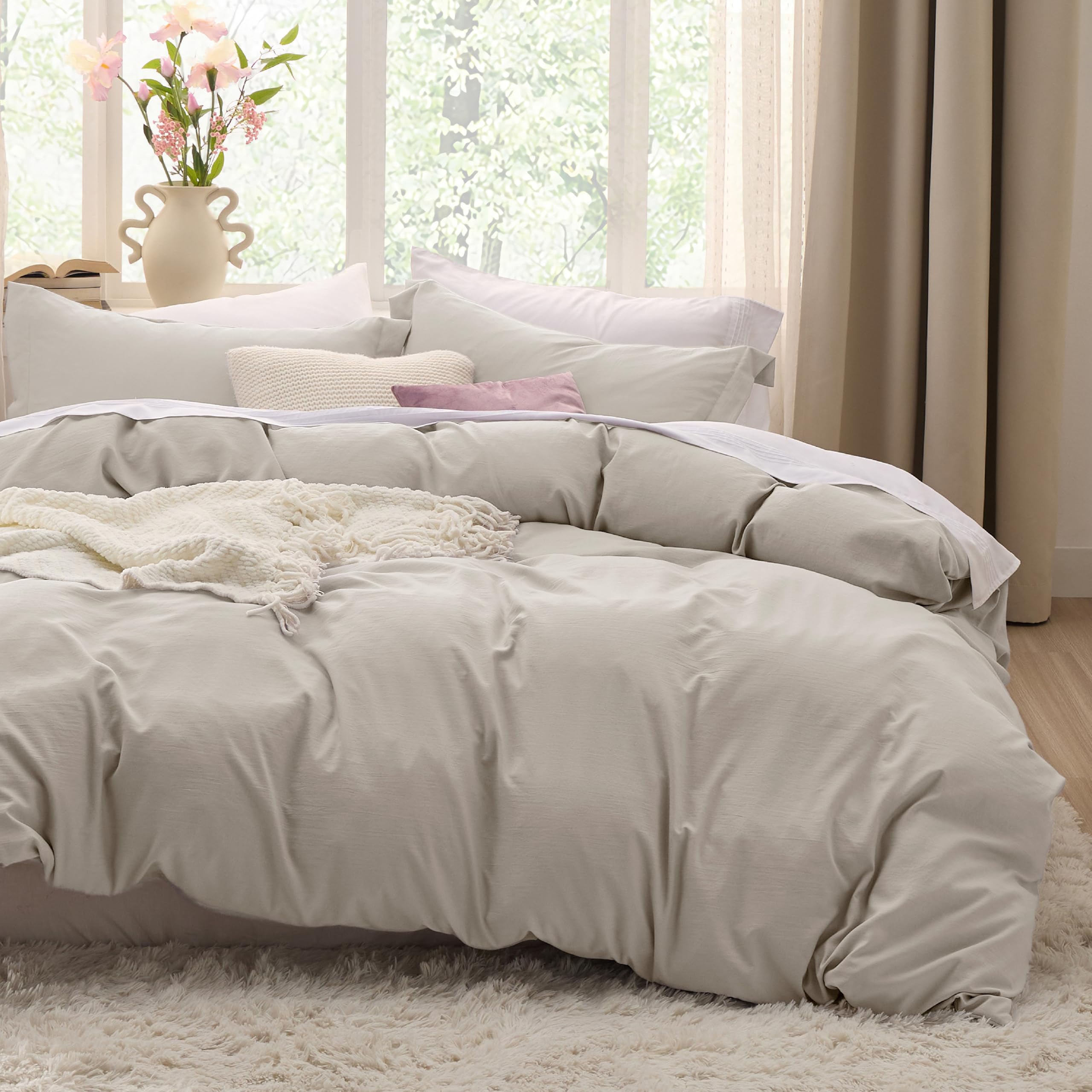 Photo 1 of ***MISSING PARTS***
Bedsure Duvet Cover Full Size - 3 Pieces Prewashed Extra Soft Cotton-Like Bedding Set, Includes 1 Duvet Cover 80x90 Inches with Zipper Closure & 2 Pillow Shams, Linen, Comforter Not Included