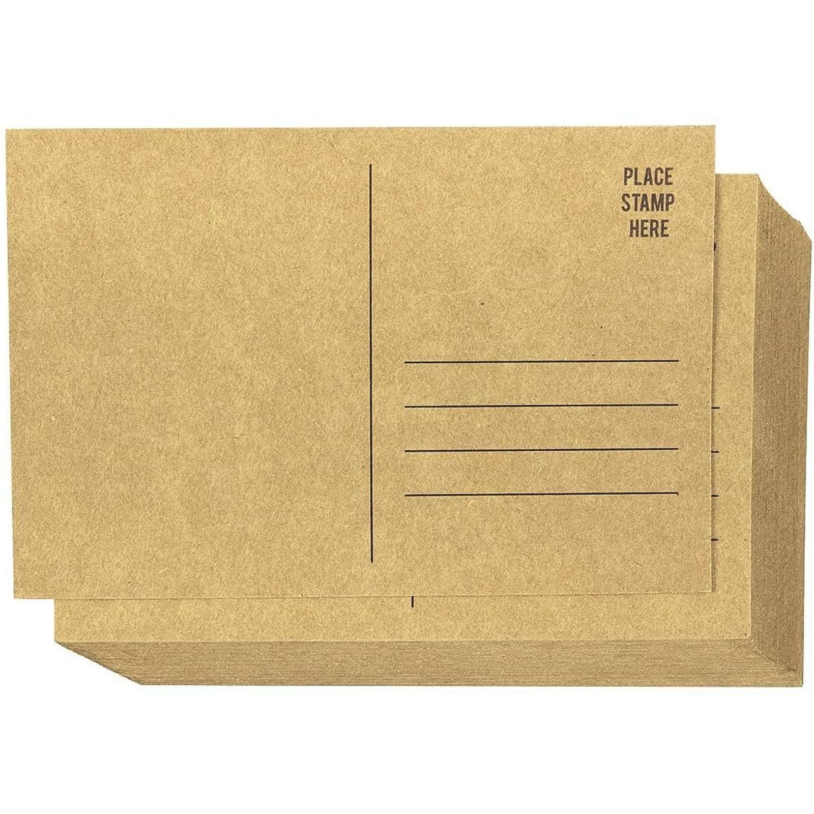 Set of 50 Brown Kraft Paper Blank Postcards Pack - 10.2 x 15.2 cm