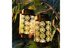 YINUO LIGHT 2 Pack Solar Lanterns Outdoor Waterproof, Hanging Vintage Solar Lanterns with Handles, Outdoor Decorative Lantern Decor for Garden Yard Tree Fence Patio