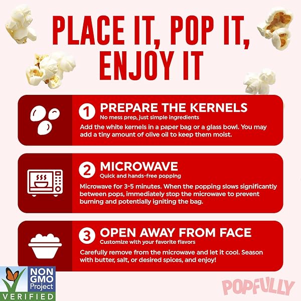 POPFULLY HOT CHEDDAR POPCORN FULLY POPS, SHARING BAGS, BOLD CHEESE TASTE, BIG POP, MICRO POPCORN BAGS, 3-PACK