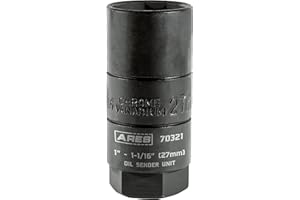 ARES 70321-3/8-Inch Drive 1-Inch & 1 1/16-Inch (27mm) Oil Sender Unit Socket - Deep Design Allows for Oil Switch Retention - Fits Weather Pack Switches up to 2 7/16 inches Deep