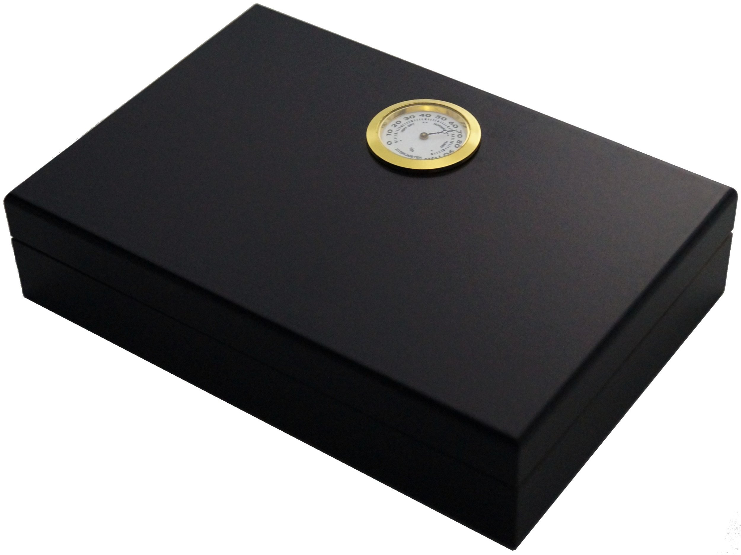 GERMANUS Mini Humidor for Travel, Couch or Terrace in Brown with Cedar Wood, Humidifier and Hygrometer in Black