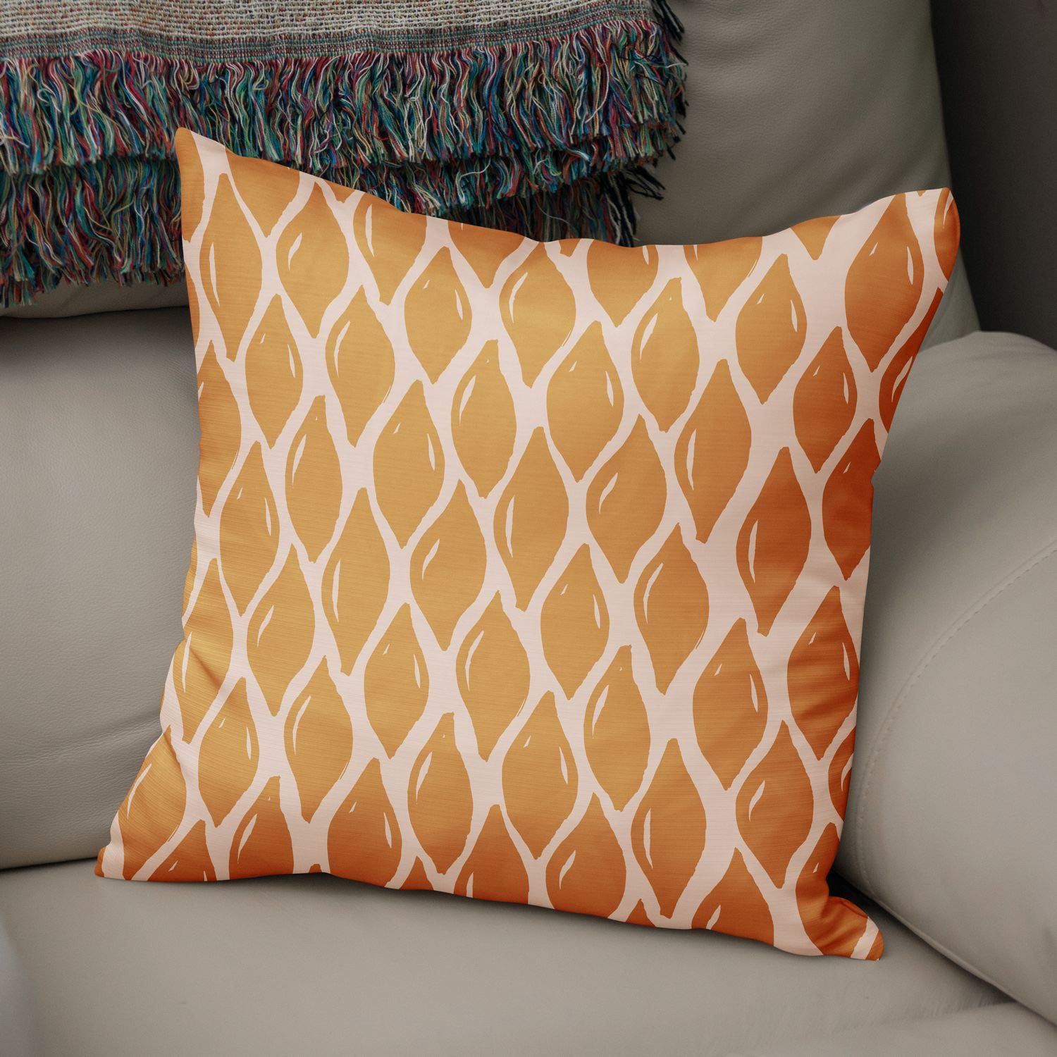 Bonamaison Decorative Cushion Cover Orange & Off White, Throw Pillow Covers, Home Decorative Pillowcases for Livingroom, Sofa, Bedroom, Size: 43X43 Cm - Designed and Manufactured in Turkey