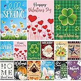 Seasonal Garden Flags set of 12 Double Sided, Yard Flags for Outside 12x18 Inch for Christmas Halloween Easter Valentine's St Patrick's 4th of July Spring Summer Fall Winter, All Seasons Garden Decor