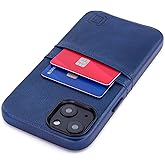 Dockem Wallet Case for iPhone 13 with Built-in Metal Plate for Magnetic Mounting & 2 Credit Card Holder Pockets: Exec M2, Premium Synthetic Leather (6.1" iPhone 13, Navy Blue)