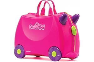 Trunki Ride-On Kids Suitcase | Tow-Along Toddler Luggage | Carry-On Cute Bag with Wheels | Kids Luggage and Airplane Travel Essentials: Trixie Girl Pink