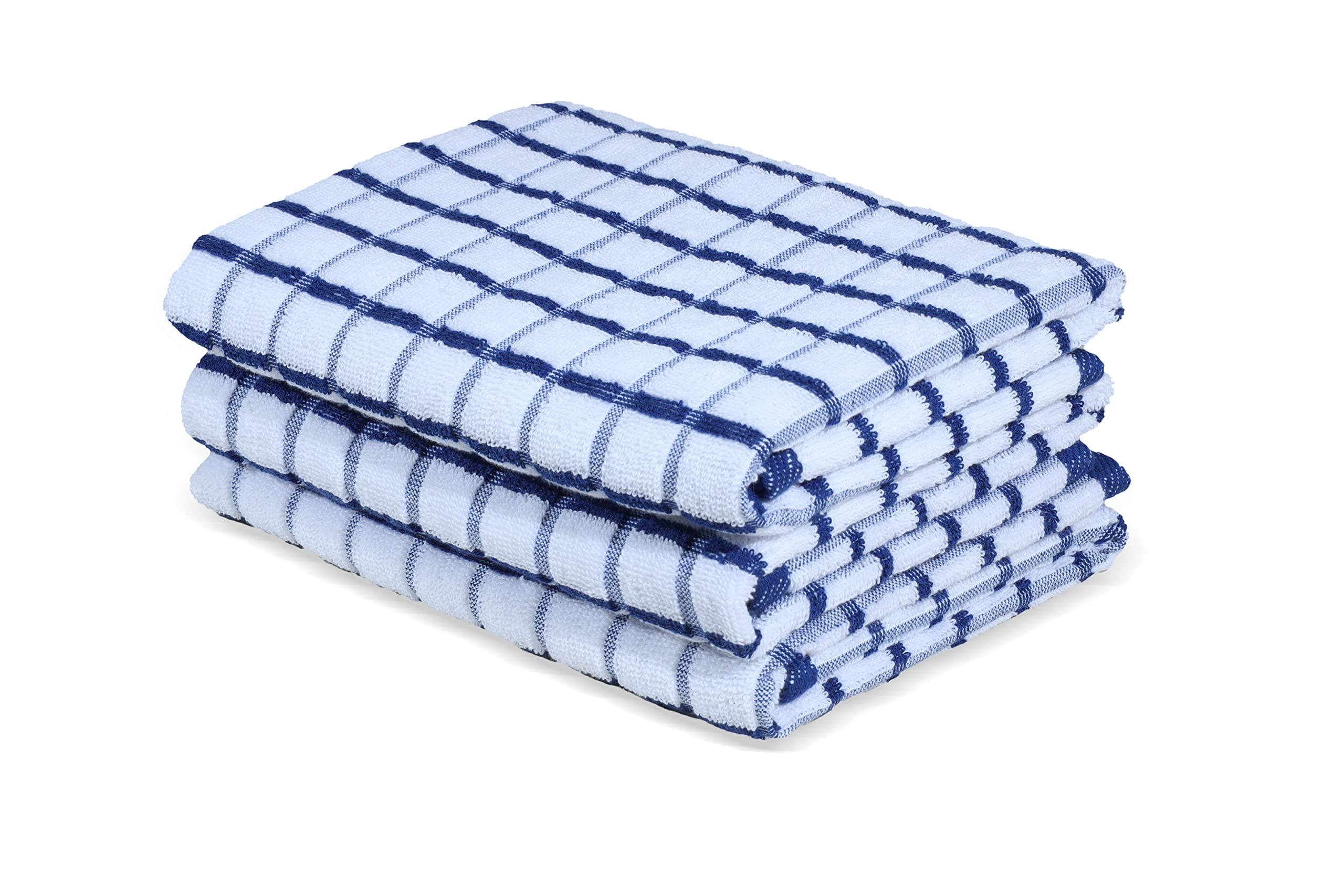 Urban Villa Terry Kitchen Towels, Premium Quality, 100% Cotton, Ultra Soft (Size: 51X76 CMS) Black/White Highly Absorbent Over Sized Towels with Hanging Loop, (Set of 3)