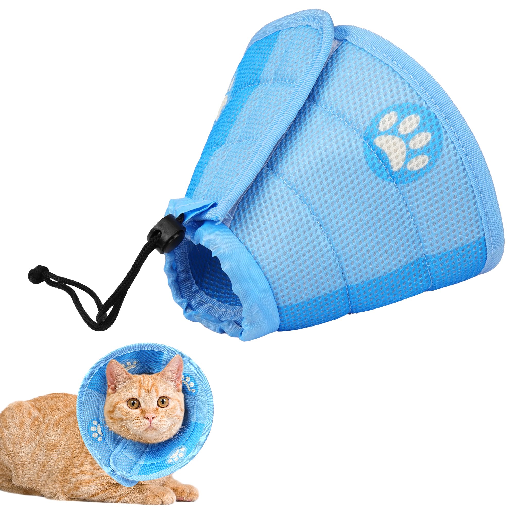 Cat Collar, Adjustable, Cat Recovery, Prevents Licking Wounds, Collar Soft Protective Cone Protective Collar for Cats, Puppies, Small Dogs (S)
