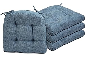 MOIRIG 4 Pack Chair Cushions for Dining Chairs, Chair Cushion, Pads and Mat with Ties for Indoor Kitchen Seat ans Desk (4 Pack, 17" x 16", Dark Blue)
