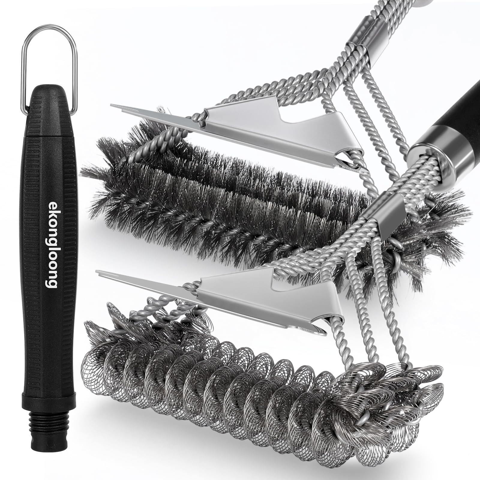 Photo 1 of 18" Heavy Duty Grill Brush and Scraper Set - 2-in-1 Design with Safe Bristle-Free Spring Head and Extra-Strong Wire Brush for All Outdoor Grills, Deep Cleaning BBQ Accessories Kit(Kraft Box)