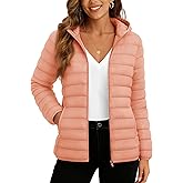 TACVASEN Women's Lightweight Puffer Jacket with Hood Pockets Quilted Padded Full-zip Water-Resistant Winter Coat