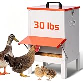 PKNYBZH Automatic Chicken Feeder No Waste for Coop, Duck Feeder No Mess | 30lbs Metal Hanging Chicken Feeder, Large Capacity Poultry Feeder for Chickens, Ducks, Geese, Pigeons, Dogs, Cats (Orange)