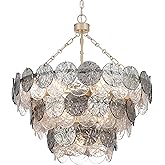 Golden Lighting Cascada 3 Tier - 11 Light Pendant in Aegean Silver with Smoke Plated Glass Shade
