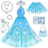 Rolevoria Princess Dress Up for Girls, Light Up Princess Costume Cape Set, Christmas Birthday Gifts Toy for Girls Age 3 4 5 6