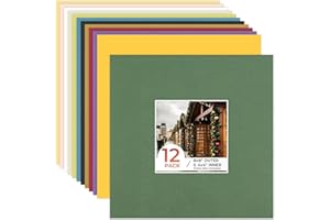 Frametory, 8X8 Mix Color Pre-Cut Picture Mats for 4X4 Photos, Prints, Artworks - White Core Bevel Cut 3.5X3.5 Openings Acid Free Frame Mattes 1.4Mm Thickness - Pack of 12