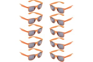 Oaonnea 10 Packs UV Protection Neon Colors 80's Retro Classic Party Favors Sunglasses (Orange)