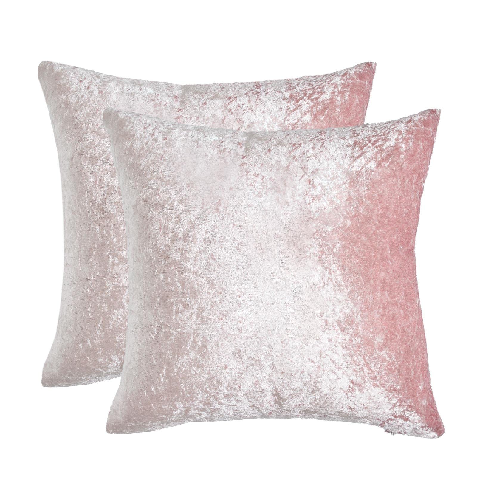 Sienna Crushed Velvet Pack of 2 Cushion Covers 18 x 18 for Living Room Bedroom Plain Decorative Luxury Home Bed Sofa - 45 x 45cm, Blush Pink