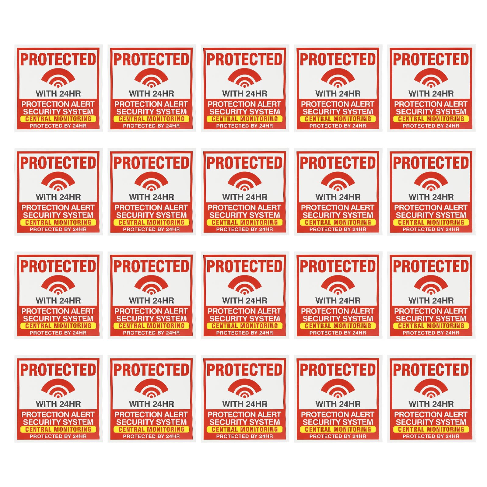 PATIKIL Protected with 24hr Sign, 20 Pack Home Business Security Alarm Warning Sign