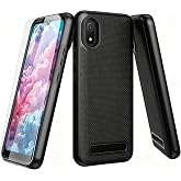 Lozeguyc for Cloud Mobile Stratus C8 Phone Case with Screen Protector Black | Stratus C8 Phone Case Dual Layer Heavy Duty Military Grade Shockproof Corner Cover for Cloud Mobile Stratus C8