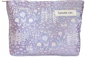 STARDW Aesthetic Floral Makeup Bag Cosmetic Bag Travel Toiletry Bag for Women Cute Pink Makeup Bag Organizer Large Skincare Bag Zipper Pouch