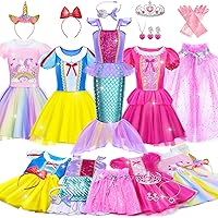 Princess Dress Up - Girls Princess Dress Up Clothes, Role Play Costume Christmas Birthday Gift for Age 3-8 Year Old