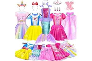 Princess Dress Up - Girls Princess Dress Up Clothes, Role Play Costume Christmas Birthday Gift for Age 3-8 Year Old