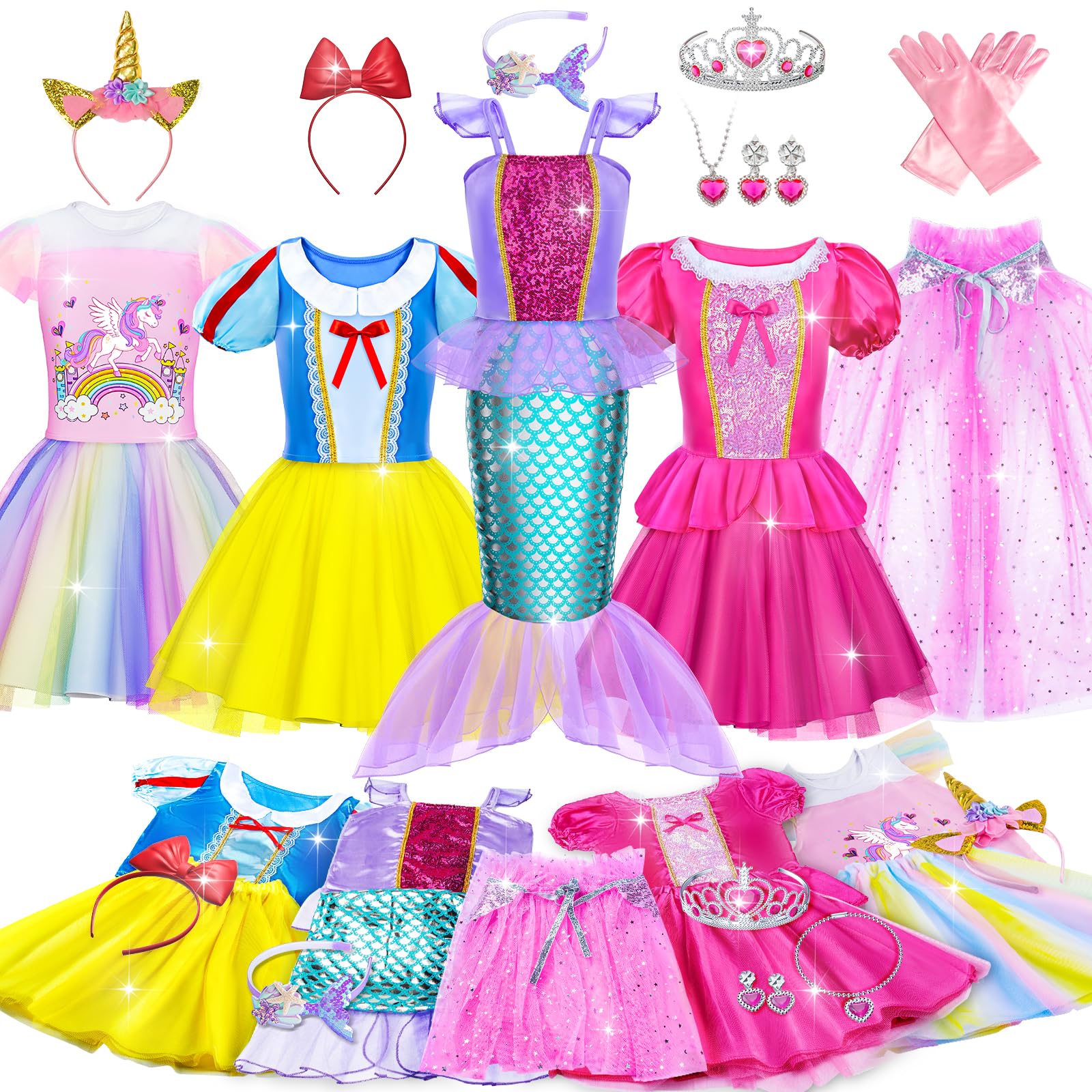 Photo 1 of Princess Dress Up for Girls - Dress up Clothes for Toddler Girl, Princess Toys Christmas Birthday Gifts for Age 3-8 Year Old Little Girls