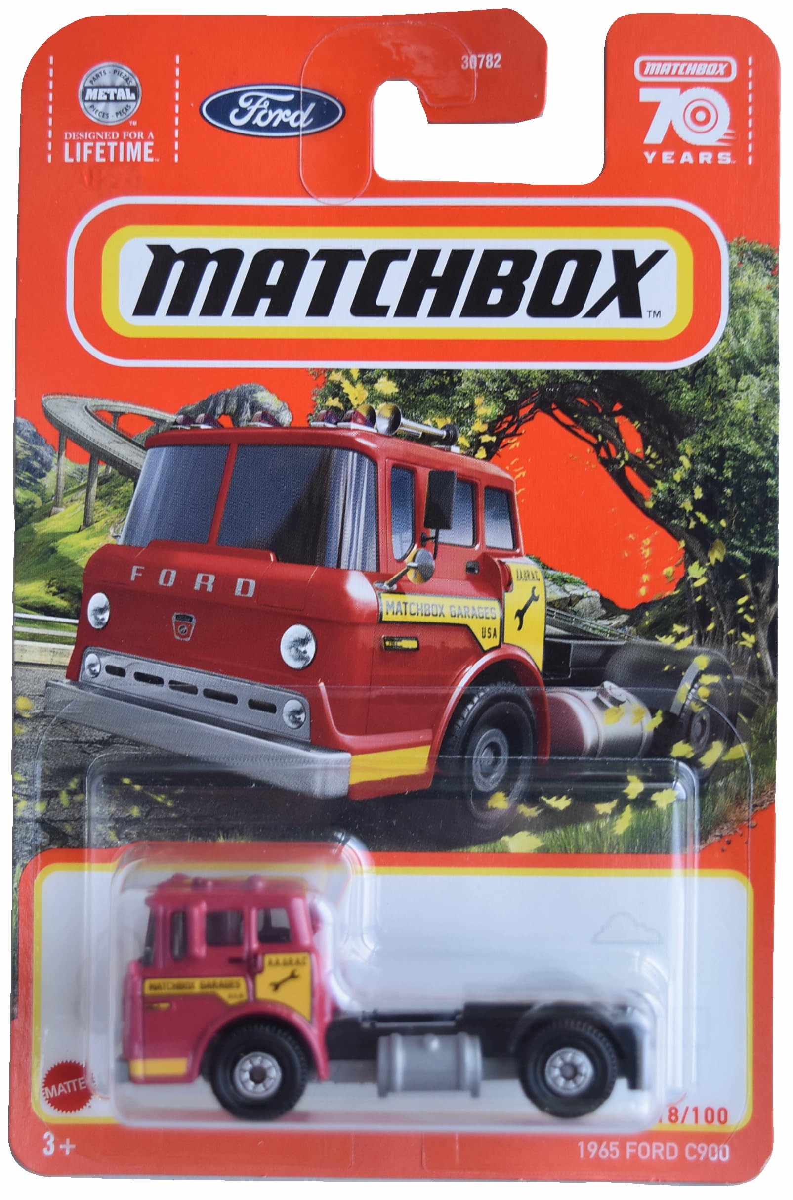 Matchbox 1965 Ford C900 Truck, Red, 1:64 Scale, Construction, 3.5"L x 1.5"W x 1.5"H, Ages 3+