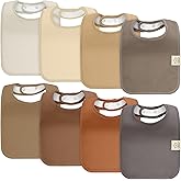 KeaBabies 8-Pack Organic Baby Bibs for Boys, Girls - Super Absorbent Cotton Drool Bibs for Baby Girl & Boy, Teething Toddler, Drooling Newborn, Ultra Soft & Machine Washable (Terracotta)