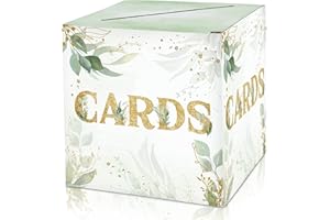 HEZNZXQ Gold Foil Greenery Card Box - Watercolor Collapsible Money Box or Gift Box for Baby Shower, Bridal Shower, Birthday Party, Graduation - 8"x8"x8" Party Favors Decorations Boxes(07)