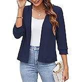 Hount Womens 3/4 Sleeve Cropped Cardigans Lightweight Casual Open Front Bolero Shrugs Sweaters