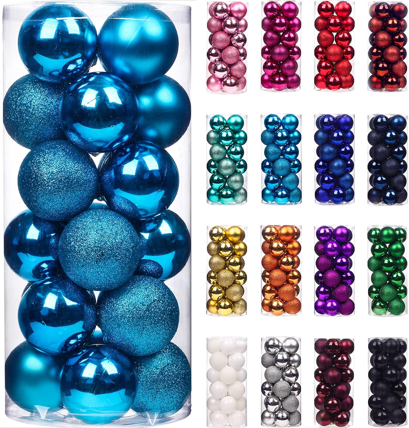 Ornaments - Emopeak 24Pcs Christmas Balls Ornaments for Xmas Christmas Tree - Shatterproof Christmas Tree Decorations Hanging Ball for Holiday Wedding Party Decoration (Lake Blue, 2.5