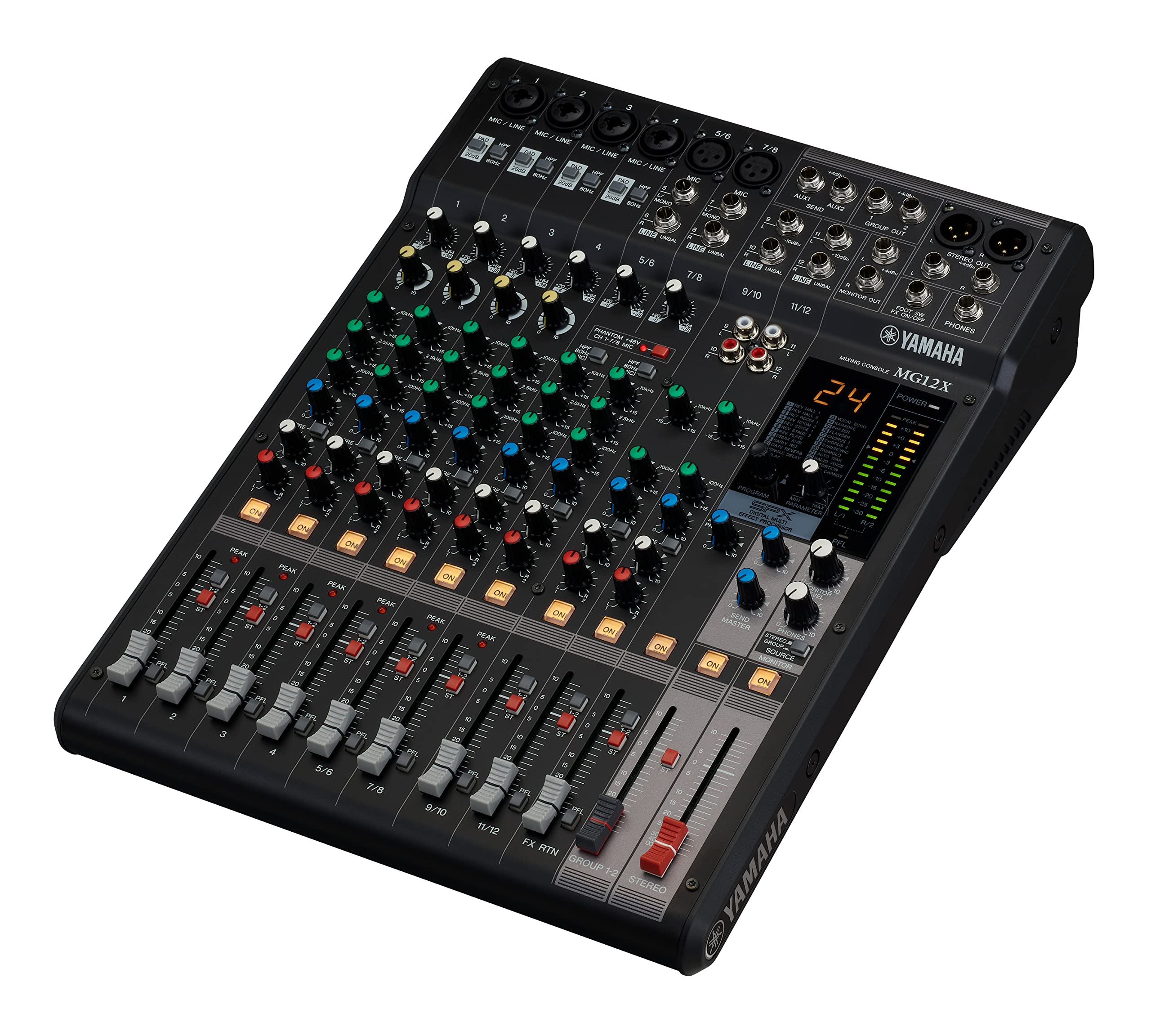 ヤマハ YAMAHA 12チャンネル PA&SR用ミキシングコンソール デジタルエフェクト24種類搭載 USBインターフェース非搭載モデル MG12X Black商品画像
