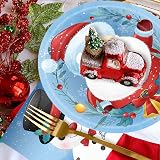 POPOYU 37Pcs Christmas Party Tableware Set Santa Snowman Plates Napkins view 6