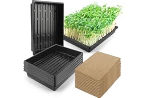 Microgreens Growing Trays Kit – 6 Pack Micro Green Grow Trays with 12 Hemp Fiber Grow Mats, Seed Starter Trays for Growing Mi