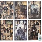 MiyouLuna 180Pcs Dark Fantasy Scrapbook Paper, Vintage Gothic Journal Ephemera Pack, Junk Journal Supplies for Scrapbooking Kit, with Glue Tape
