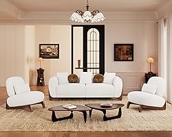 Morden Fort 3 Piece Cloud Couch Set, Modern Sherpa