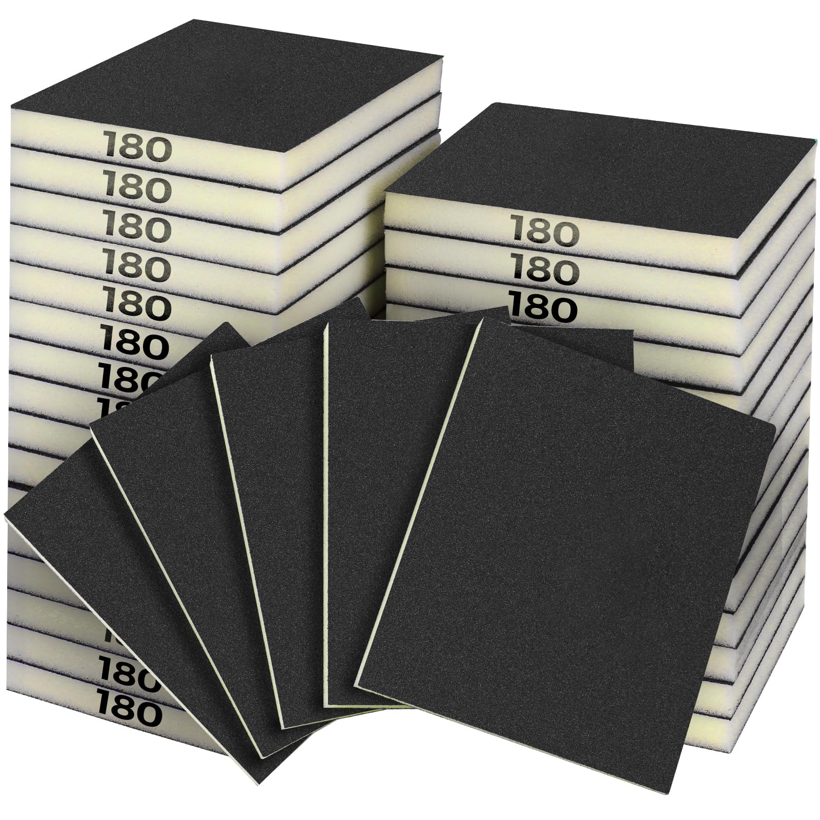Sruhrak 18 PCS Sanding Sponge Set 180 Grits, Flexible Sanding Pads Wet Dry Reusable Sanding Block Sandpaper Block for Wood, Plastic, Drywall and Metal Polis