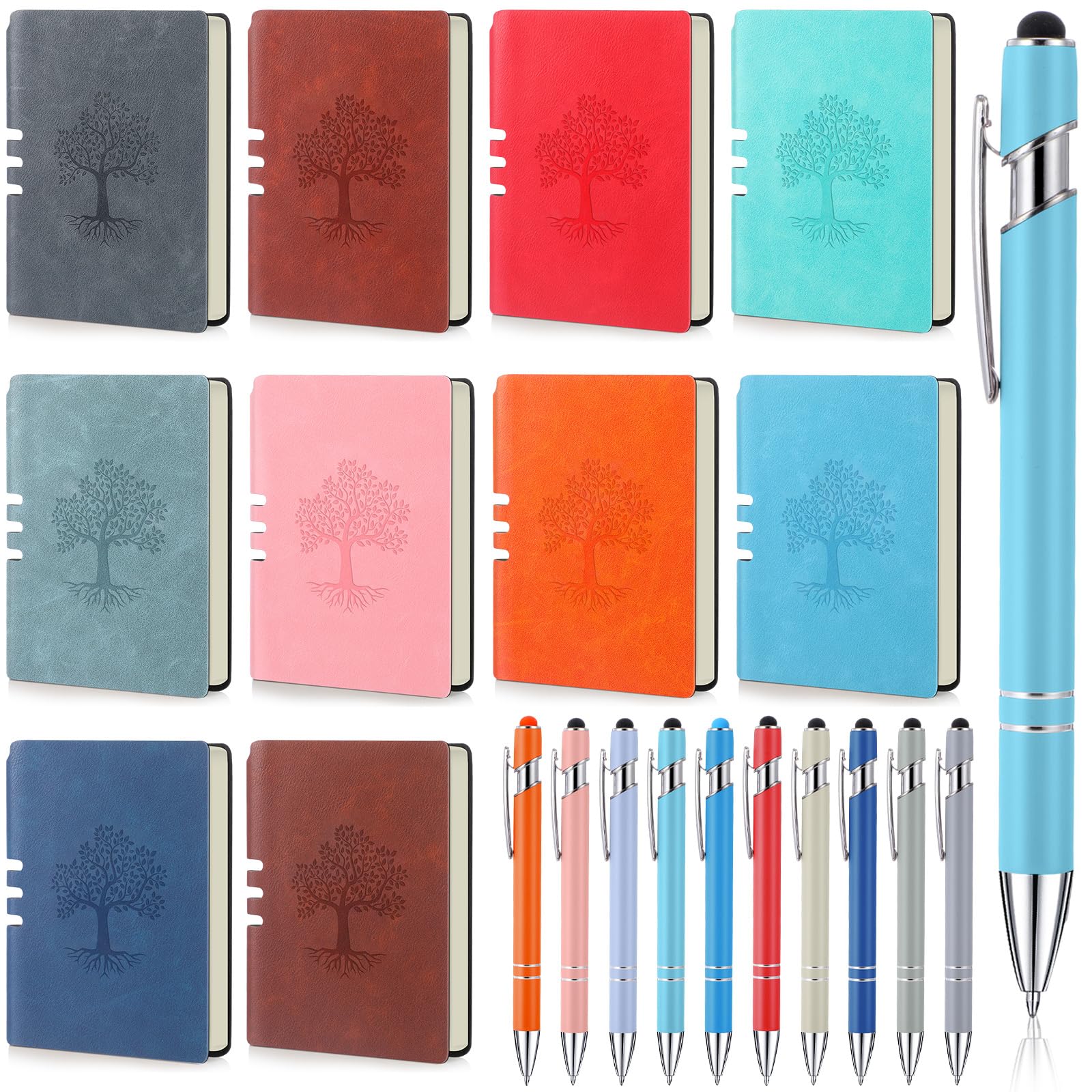 Photo 1 of Eaasty 10 Sets A6 Tree of Life Journals Notebooks and Pens Set Colorful Tree Mini Lined Journals Hardcover Executive Notebooks Bulk Gifts for Christmas School Office Writing Supplies(Assorted Colors)