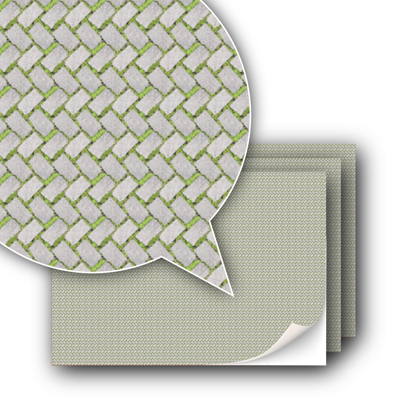 3 sheets of adhesive decorative film for paving and model making, 1:87 scale, H0 gauge (UK: 3.5 mm scale) (foam pavers)
